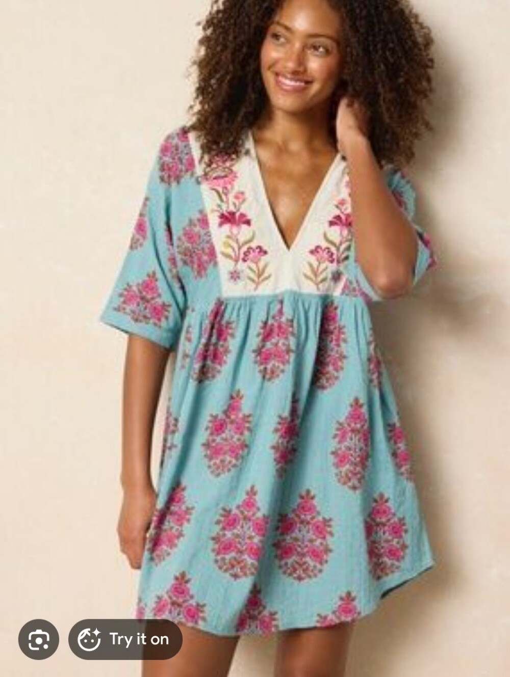 Natural Life Embroidered Stella V-neck Dress- XL - Picture 5 of 7